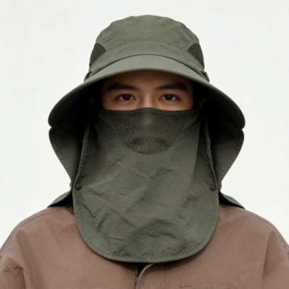 1 pieza Sombrero de cubo, Sombrero de protección solar de verano, Gorra unisex para actividades al aire libre, Sombrero de ala ancha todo en uno para cubrir la cara y el cuello, Adecuado para el verano, Camping
