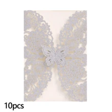 10pcs Glitter Butterfly Wedding Invitation Cards, Wedding Birthday Party Invitation Decoration Supplies Gift - 10pcs - View 17
