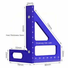 Regla de escuadra de carpintería de aleación de aluminio de 7 pulgadas, regla de ángulo de 90 grados con medidas en inglés/métricas - Regla triangular para trabajar la madera - Ver 10