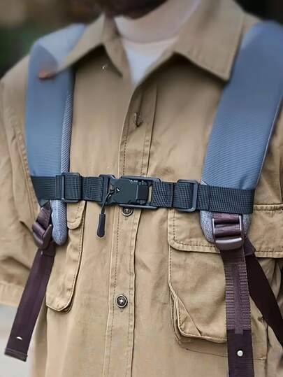1pc Adjustable Backpack And Chest Bag Straps, Lightweight Minimalist Design With Secure Buckle Closure, Hiking Accessories, Camping Gear