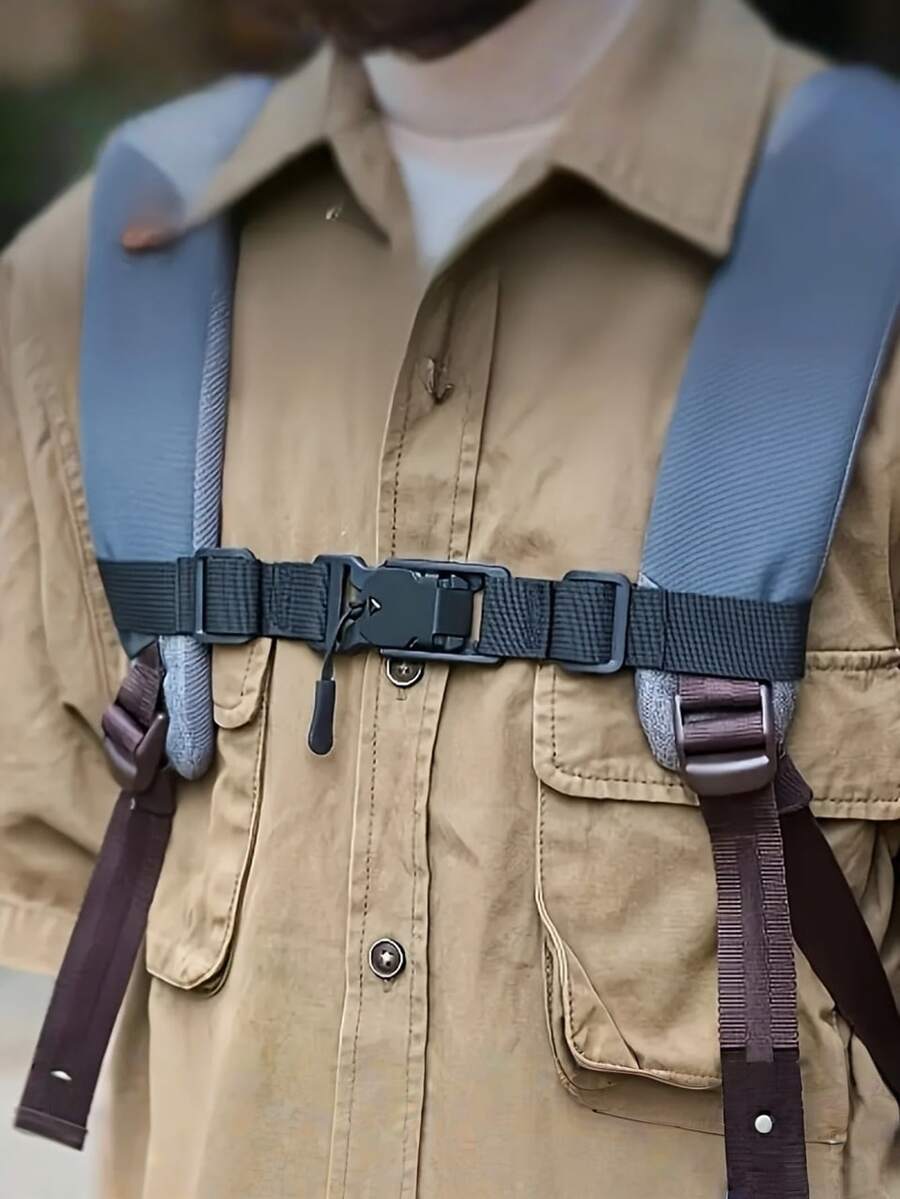 1pc Adjustable Backpack And Chest Bag Straps, Lightweight Minimalist Design With Secure Buckle Closure, Hiking Accessories, Camping Gear - Multicolor - View 1