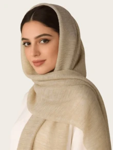 梦幻褶皱围巾，适合日常佩戴 - 卡其色 - 查看 4