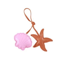 新款夏季海滩系列海星贝壳刺绣皮革吊坠饰品，手工美学设计钥匙扣，钥匙圈饰品，精致小礼物 - 查看 9