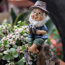 Hand-Painted Resin Dwarf Fisherman Decorative Figurine, Suitable For Outdoor Garden, Micro Landscape, Potted Plants, Aquarium, Desktop, Indoor And Outdoor Decor - A - View 11