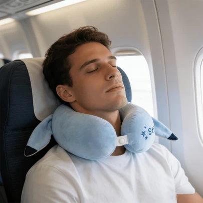 Miniso Disney Stitch U-shaped Pillow Kawaii Cartoon Anime Figures Memory Foam Neck Protection Pillow Portable Travel Napping Pillows