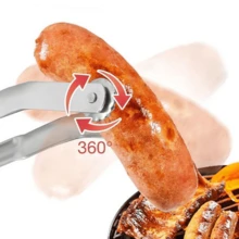 1-2个不锈钢旋转烧烤钳,304不锈钢食物夹,牛排夹(银色) - 銀色1件-2件裝 - View 5