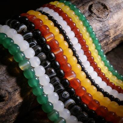 AAA Natural Stone Drum Shape Multicolor Agate High Quality Column Loose Spacer Beads For Jewelry Making DIY Gorgeous Bracelets Necklace Earrings Accessories For Women Gifts,Suit For Wedding Party Home Decor