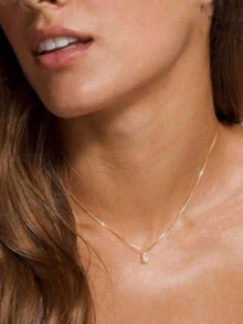 1件装女士钻石项链，祖母绿诞生石项链，优雅黄金项链（送给母亲），蓝绿色立方氧化锆吊坠项链，女士珠宝生日礼物 - 彩色 - 查看 4