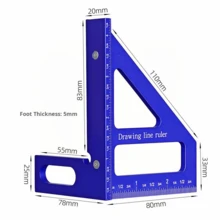 Regla de escuadra de carpintería de aleación de aluminio de 7 pulgadas, regla de ángulo de 90 grados con medidas en inglés/métricas - Regla triangular para trabajar la madera - Ver 13