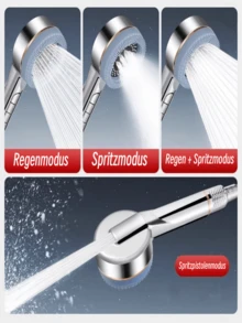 Prague Steel Shower Set, High Pressure Shower Head With Filter, 4 Spray Functions, Includes Flexible Hose Handheld Showerhead, ABS Bracket With Cleaning Sprayer, For Shower Use Only - Multicolor - View 8