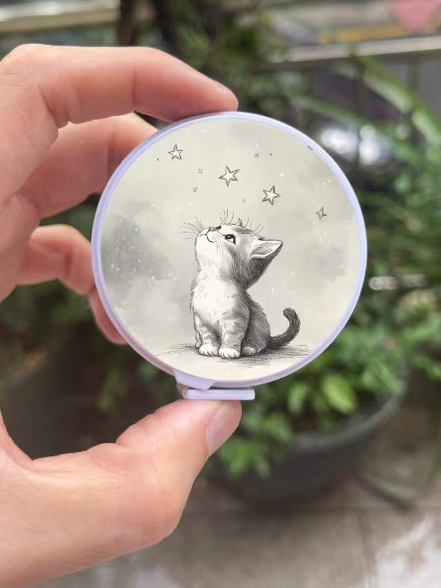 迷你伸缩卷尺，可爱猫咪星形图案，双刻度（公制/英制），长度150厘米，多用途软尺，可用于测量身体、腰围、胸围，适用于缝纫、手工制作、家居装饰等，设计小巧便携。 - 多色1 - 查看 1