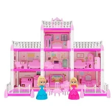 Castelinho Princesa 160 Peças + 2 Bonecas | Casa Blocos  Montar Menina 3 Andares | Brinquedo Educativo Presente  Infantil 3 4 5 Anos - Multicolorido - Visão 6