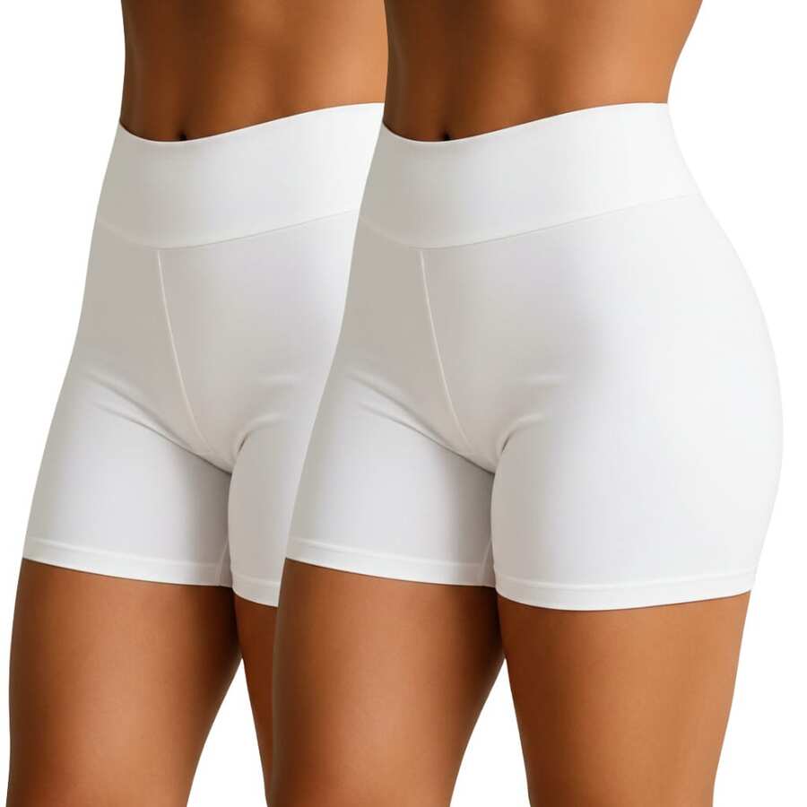 Kit Of 2 High-Waisted Second Skin Comfort Shaping Underwear Shorts For Women - Lingerie - 2 Whites - View 1