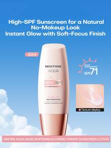 MISTINE 1 buah Primer Makeup Pencerah Berbasis Air, Lotion Tabir Surya, Krim Pelindung Matahari Pelembap Pemutih SPF50+ PA++++ Cocok untuk Perlindungan Matahari Sehari-hari dan Aktivitas Luar Ruangan, Hadiah Sempurna untuk Pacar - MultiWarna - View 2