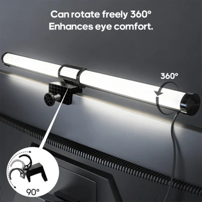 1条LED显示屏灯条，亮度色温可调，USB供电，护眼台灯，适用于家庭办公室，可调光屏幕灯，竞技游戏台灯