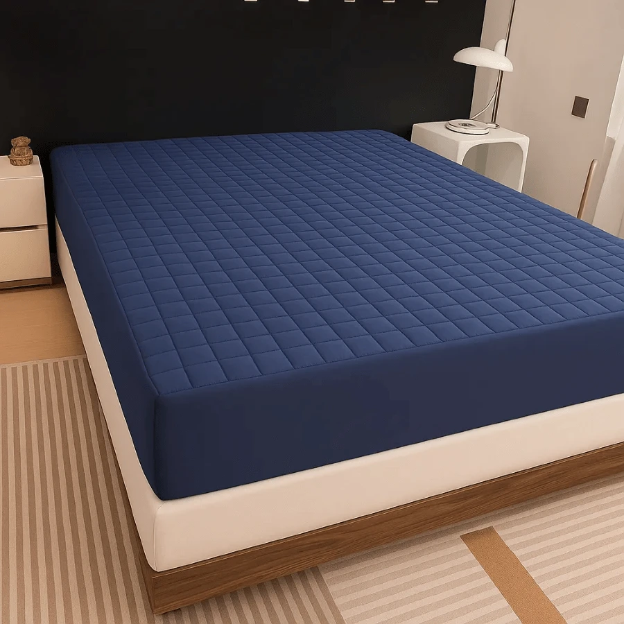 Waterproof Protective Cover With Elastic For Queen King Or Single Bed Mattress Quilted - Màu xanh lam - Xem 1