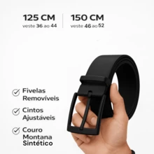 Men's Black Belt Formal Casual Adjustable Strap With Removable Buckle Minimalist Modern - màu đen - Xem 2