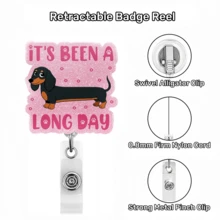 1个可爱腊肠犬胸牌卷轴，可伸缩胸牌夹，带旋转鳄鱼夹，适合作为医疗办公室行政人员、实习医生、儿科医生、护士的礼物 - 臘腸犬 - 查看 3