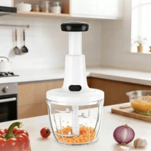 1pc Multifunctional Press Food Processor, Seasoning And Vegetable Chopper, Manual Press, And Portable, Easy To Operate, Kitchen Accessory. - Multicolor - View 6
