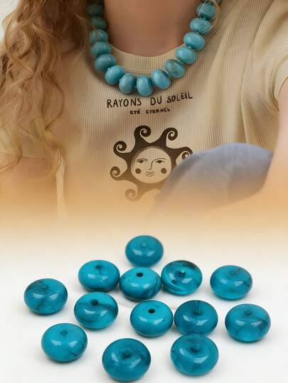 10pcs Bohemian Style Colorful Retro Exaggerated Acrylic Big Wheel Beads, DIY Jewelry Making And Decorative Beads, Can Be Used For Necklaces, Earrings, Bags, Key Chains