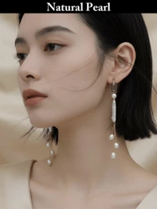 1 Đôi bông tai dài tua rua thời trang, bông tai ngọc trai tự nhiên kiểu Baroque, bông tai ngọc trai nuôi cấy nước ngọt, thích hợp cho phụ nữ đeo hàng ngày, dự đám cưới, tiệc tùng, ngày lễ, kèm hộp quà tặng. - Loại A - Xem 11
