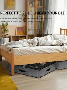 2Pcs Large Under Bed Shoe Organizer,29.3x23.6x5.9Inches Sturdy Under Bed Shoe Storage Organizers Boxes Fit Total 24 Pairs, Large Capacity Storage Bag,Quilt Travel Moving Storage Packing Bag,For Home, Closet Organization And Storage, Storage Organizer - Multicolor - View 10
