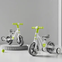 ¡Todo en Uno! Triciclo Infantil 2 en 1 de Bebé a Niño - Bicicleta sin Pedales + Triciclo con Pedales, Ajustable (1-5 Años) - Verde Lima - Ver 2