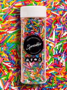 彩虹糖屑蛋糕装饰套装，逼真装饰，适用于冰淇淋、纸杯蛋糕、甜甜圈、松露巧克力、马卡龙、华夫饼、棒棒糖、翻糖和甜点桌 | 生日、婚礼、圣诞节、情人节DIY派对用品，仅供装饰 - 彩色 - 查看 7