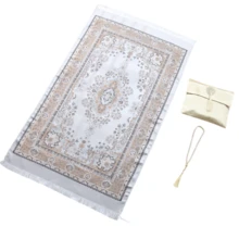 Ramadan Prayer Mat Set With Rosary Beads And Carrying Bag, Gift For Ramadan Women And Men, Mubarak Islamic Gift Box, Soft Prayer Rug Islamic Gift Set, Turkish Prayer Mat Suitable For Ramadan, Eid, Hajj, Travel, Prayer - Multicolor - View 10