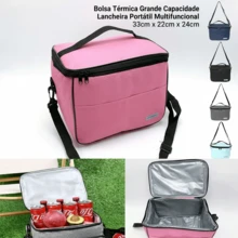 Large Capacity Thermal Lunch Bag, Portable And Multifunctional, 33cm X 22cm X 24cm, With Adjustable Shoulder Strap For Carrying Lunch To Work, School, Picnics, Camping, And Travel. Waterproof Handheld Cooler With Aluminum Lining To Keep Food Hot Or Cold. Available In Various Colors For Adults And Children. The Perfect Solution For Everyday Use, Keeping Your Meals Fresh. - 粉色 - 查看 3