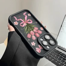 Esta funda para teléfono con estampado de tulipanes y diseño de pintura al óleo es compatible con Apple  16E/15/14/13/12/11/Pro/PLUS/Pro Max/MINI, S/A/M/NOTE, S/G/EDGE/E, Transition Spark/HANTOM/CAMON/INFINIX, Honor 400/PLAY/X/Y, OPPO Reno/A/F, 14/Redmi/POCO/NOTE y otros modelos. Está fabricada con TPU transparente, sencillo, elegante y resistente. Es una opción ideal para San Valentín, Halloween, Navidad, para uso personal o como regalo. - Blanco - Ver 3