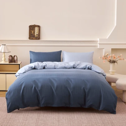 3pcs Bedding Set, Comfortable & Breathable 100% Polyester Fabric Ombre Floral Duvet Cover Set, Polyester Zipper Duvet Cover & 2 Pillow Shams (1 Duvet Cover + 2 Pillow Cases, No Filler), Soft & Cozy Bedroom Bedding Set, Suitable For All Seasons - Holiday Gift