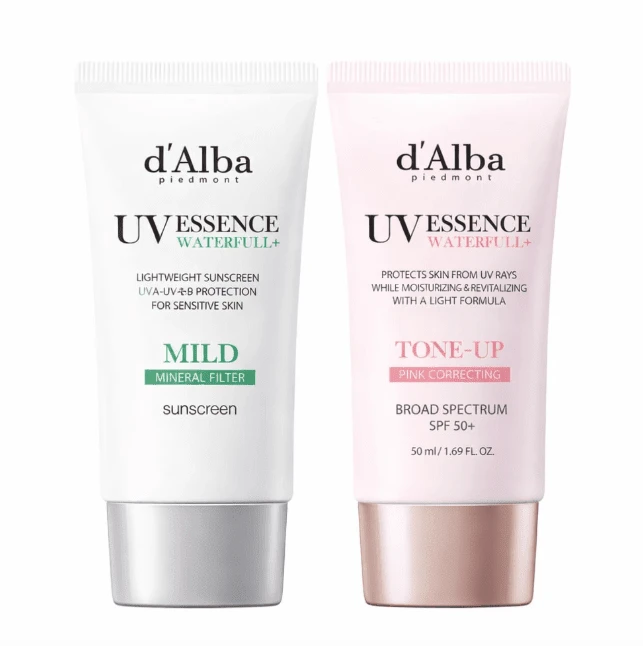 d'Alba ウォーターフル トーンアップ フェイスサンクリーム 50ml 2個セット|韓国コスメ サンケア トーンアップクリーム メイクアップベース フェイスベース 保湿ケア - ピンク + グリーン - チェックする 1