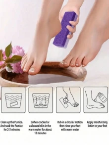 1/4pcs Foot Pumice Stone Scraper, Foot Care Pedicure Tools, Salon Foot Scrub Pad, Callus Remover, Dual-Sided Foot File, Volcanic Rock Callus Remover, Foot Scrubber, Hand & Body Exfoliator, Suitable For Home Personal Cleaning & Care - A - View 6