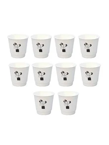 Cốc giấy dùng một lần vẽ tay 330ml, cốc giấy hai lớp dày dặn, thích hợp cho đồ uống nóng và lạnh, cà phê, trà, nước ép. - trắng - Xem 7