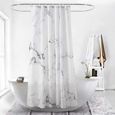 1pc Gray Marble Pattern Shower Curtain, Heavy Duty Waterproof Fabric Bathroom Shower Curtain, 100 Percent Polyester Bath Curtain, Machine Washable, Curtain For Windows, Bathroom Accessories, 72 X 72 Inches (Grey Marble)