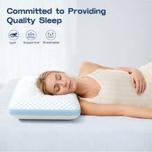 1pc Memory Foam Pillow, Supports Neck, Helps Sleep. Memory Pillow With Removable & Washable Pillowcase, Breathable, Suitable For Side Sleepers And Back Sleepers - Blue and White - View 4