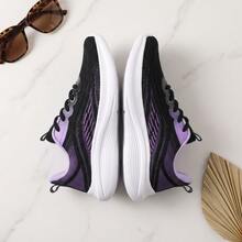 Tenis de mujer casuales de malla transpirable con suela de goma suave, zapatos para mujer deportivos ligeros con diseño de cordones, tenis deportivos para mujer con amortiguación y suela gruesa antideslizante, zapatillas deportivas cómodas para correr o caminar estilo de moda versátil y funcional. - Negro - Ver 11
