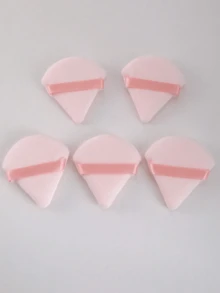 24/1pc Pink Triangular Velvet Powder Puff, Mini Pizza Powder Puff, Washable, Lightweight And Portable, Suitable For All Skin Types, Especially For Makeup Beginners, Ideal For Dry And Wet Use Powder. Can Be Used As Makeup Accessories, Powder Puff, Makeup Sponge, Powder Puff, Makeup Sponge, Etc. Suitable For Foundation, Primer, BB Cream, Sunscreen, Cushion, Blush, Etc., Perfect Replacement For Brushes, Cosmetics, Makeup Tools - Pink - View 2
