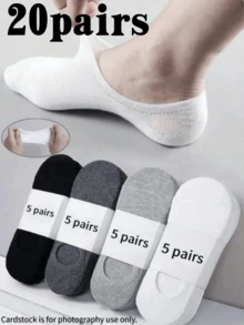 5 Pairs Black Low-Cut Summer Men's Breathable Boat Socks Travel Vacation Essential Thin Cotton Socks No-Show Socks - Multicolor - View 10