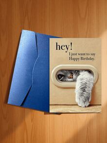 1 Thiệp chúc mừng sinh nhật chủ đề mèo dễ thương. Nội dung bao gồm "Chào!", "Mình chỉ muốn nói", "Chúc mừng sinh nhật." Hình ảnh đáng yêu của chú mèo với đôi chân mềm mại làm dịu đi những lời chúc sinh nhật, thể hiện một lời chúc mừng sinh nhật ấm áp và chân thành. - Kiểu A - Xem 17