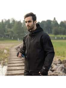Men's Tactical Military Jacket, Thermal Waterproof - Black - View 8