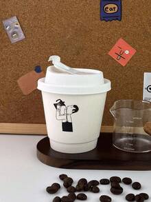 Cốc giấy dùng một lần vẽ tay 330ml, cốc giấy hai lớp dày dặn, thích hợp cho đồ uống nóng và lạnh, cà phê, trà, nước ép. - trắng - Xem 3