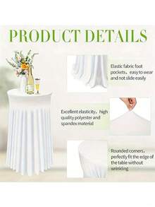 32"X43" / 24"X43" Round Cocktail Table Skirt, Spandex Stretch Round Tablecloth, Suitable For Bar, Pub, Wedding, Party, Banquet, Birthday Celebration And Other Occasions - Multicolor - View 3