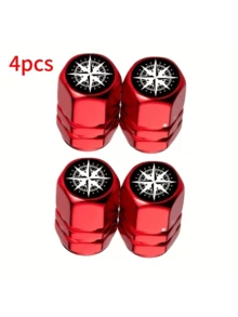 Bộ 4/8 nắp van lốp xe ô tô - Nắp van bánh xe hợp kim nhôm họa tiết la bàn đa năng, phù hợp với hầu hết các loại xe hơi, xe đạp và xe máy. - A - Xem 12