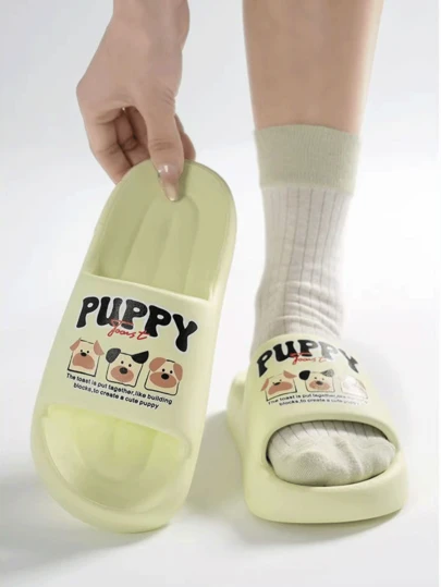 1 Pair Girls' Casual Slippers, Versatile Cute Bow Slip-On House Slippers, Lightweight Comfortable EVA Material Beach Sandals For Girl