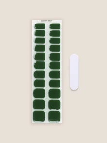 20pcs Semi-Cured Gel Nail Strips, Durable Salon-Grade Nail Stickers, Easy To Apply And Remove, Requires UV Lamp Curing - Green - View 3