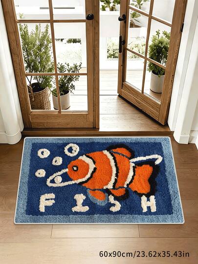 1件棕色底蓝色波点门垫，门垫，小地毯，迎宾垫，地毯，地垫，户外门垫，厨房地毯，家居装饰，前门垫，小地毯，户外垫，家居装饰，地毯，花园地毯，可水洗地毯