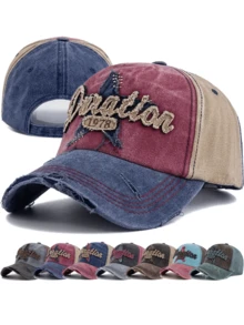 JZML 1pc Unisex Retro Distressed Letter Embroidered Baseball Cap - A - View 2