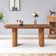Walnut-Colored Dining Table With Arched Pedestal Support – 180*90cm Dimensions, Multifunctional For Dining Room And Reception Area In The Modern Home, Stylish Design - 核桃 - 查看 5